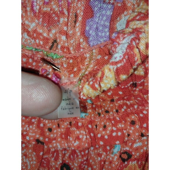 Free People Fp One Suki Off The Shoulder Blouse Top Ruffle Floral Printed Small - Picture 3 of 6